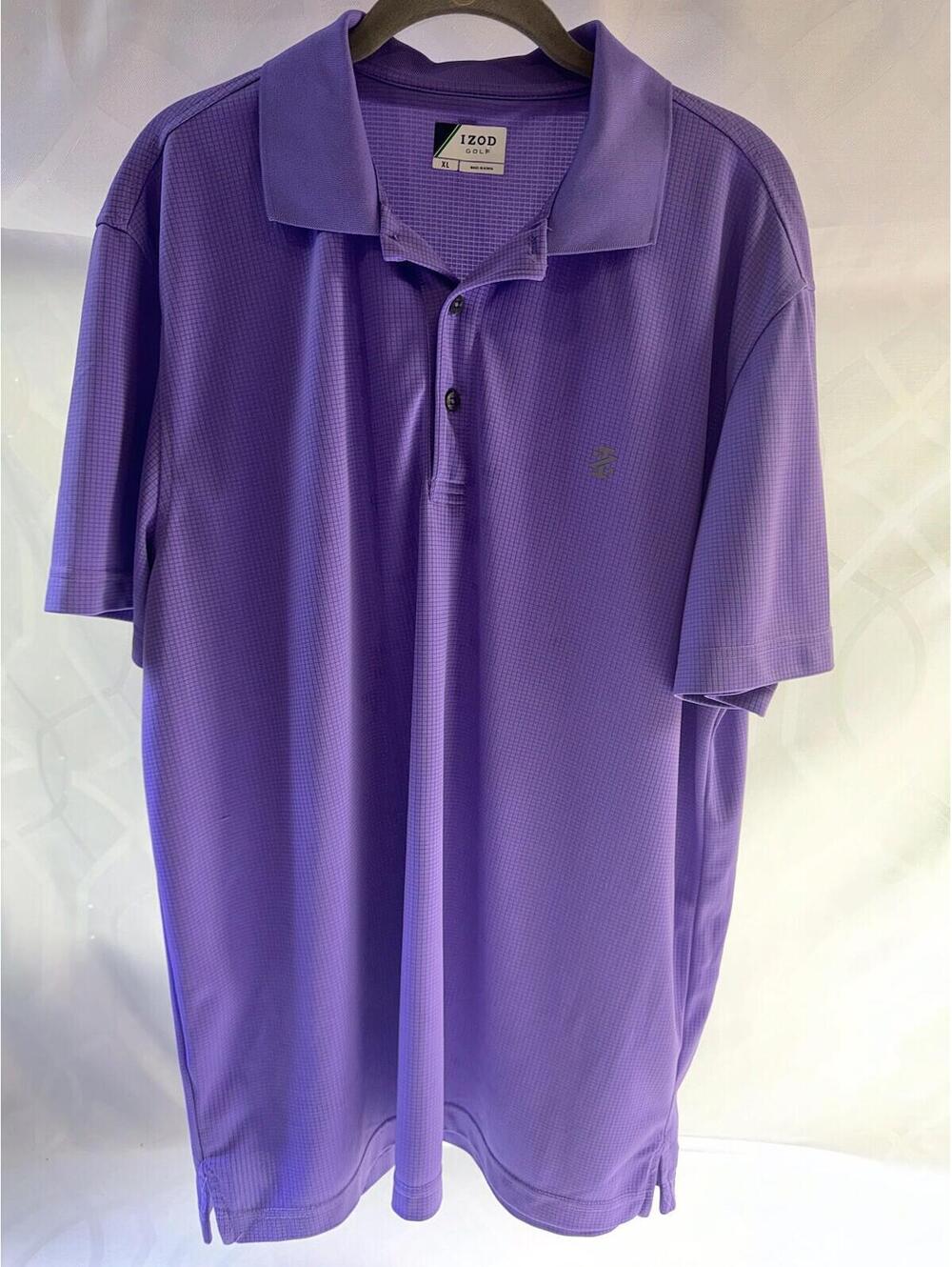 Izod Mens XL Golf Polo Shirt Purple Short Sleeve Moisture Wicking Casual